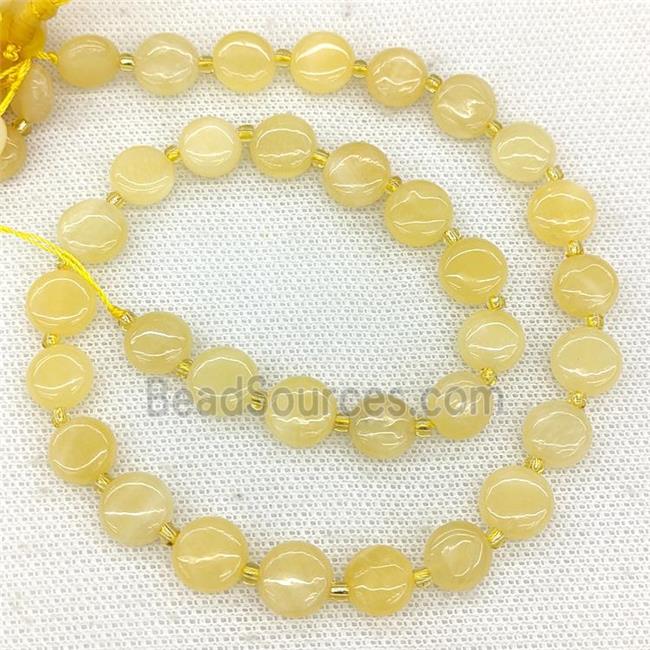 Natural Yellow Honey Jade Coin Beads