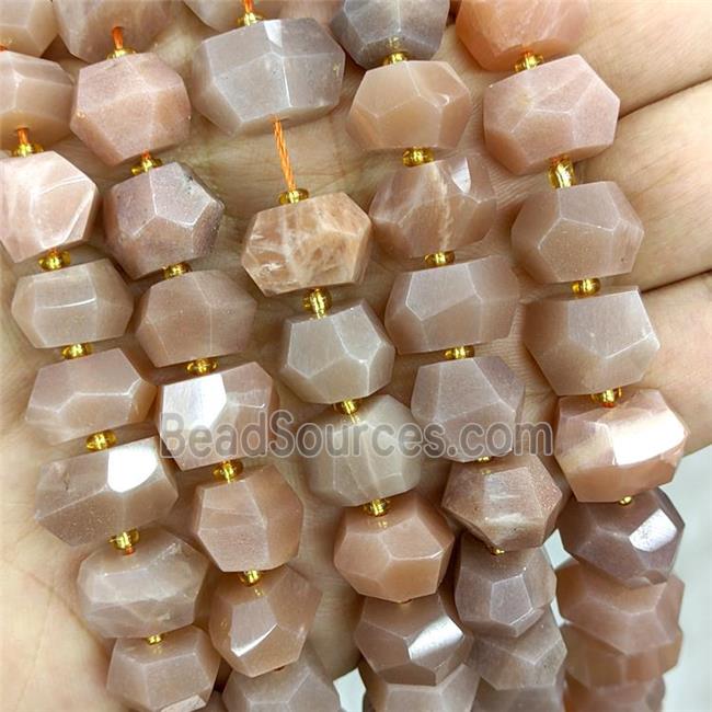 Natural Peach Moonstone Beads Faceted Rondelle