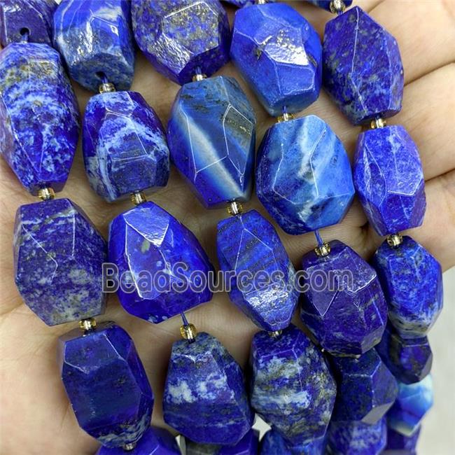 Natural Blue Lapis Lazuli Nugget Beads Faceted Freeform