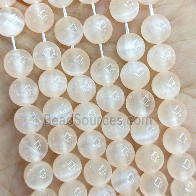 Naural Selenite Beads Lt.yellow Dye Smooth Round