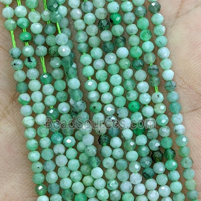 Natural Emerald Beads Green Faceted Round Tiny A-Grade