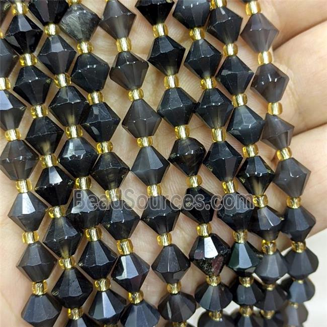 Natural Ice Obsidian Bicone Beads Black