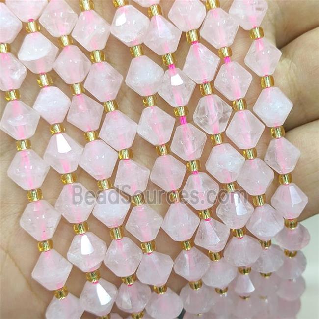 Natural Pink Rose Quartz Bicone Beads