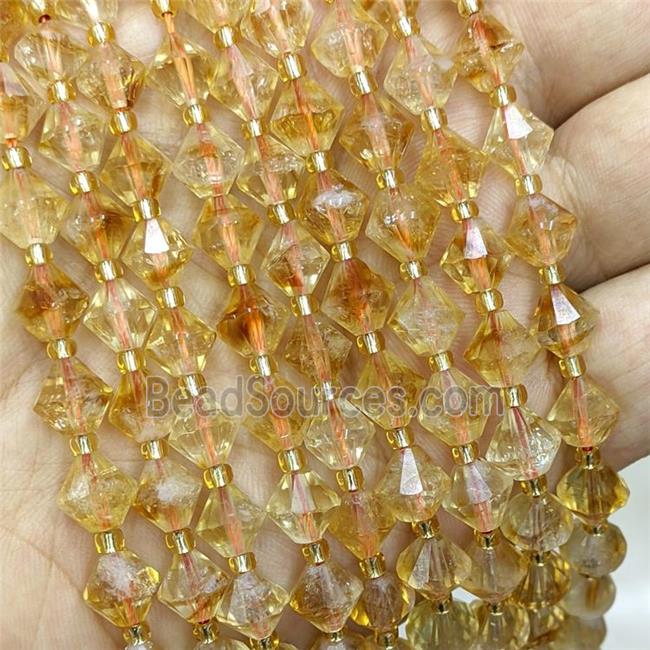 Natural Citrine Bicone Beads Golden