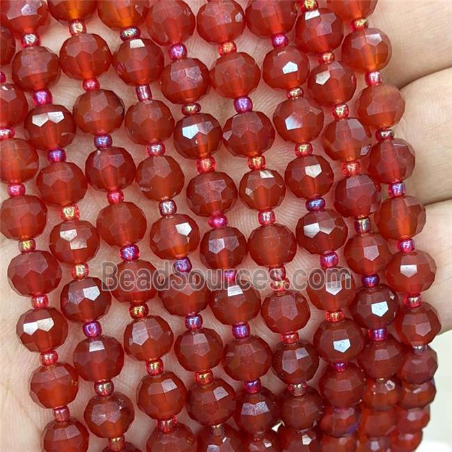 Natural Red Agate Beads Dye Faceted Rondelle