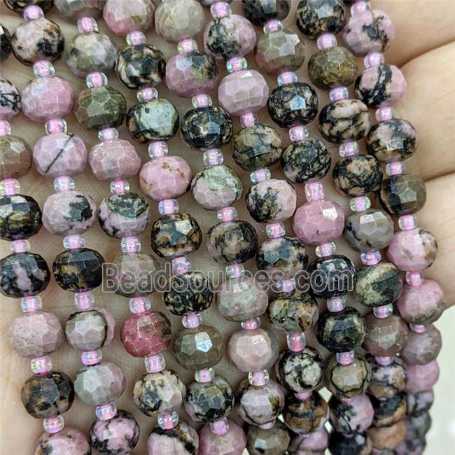 Natural Chinese Rhodonite Beads Faceted Rondelle