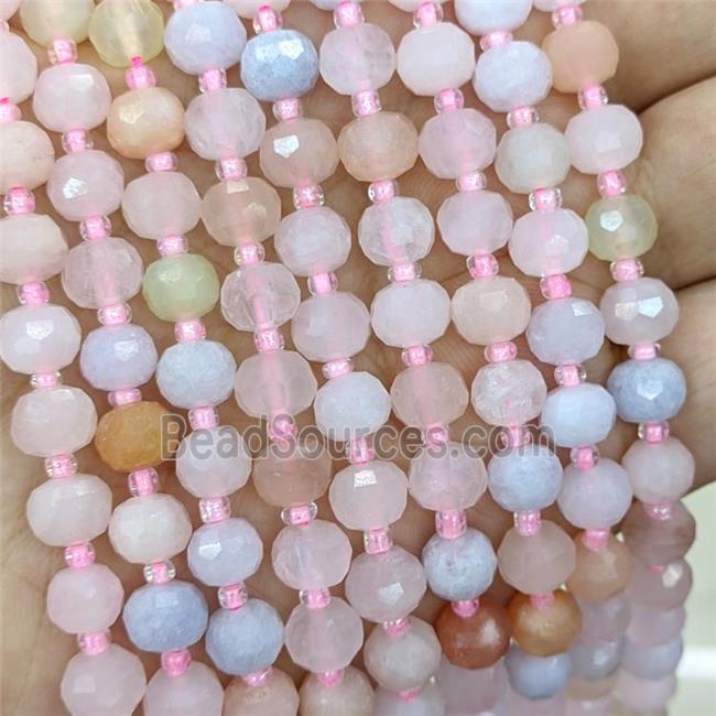 Natural Morganite Beads Faceted Rondelle Multicolor Dye