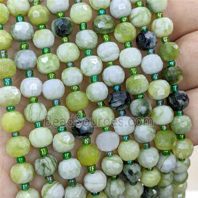 Natural Vine Jasper Beads Green Faceted Rondelle