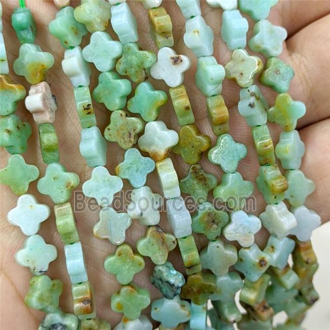 Natural Green Australian Chrysoprase Clover Beads