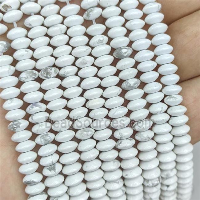 Natural White Howlite Beads Smooth Rondelle