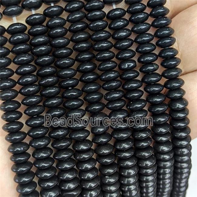 Natural Black Jasper Beads Smooth Rondelle