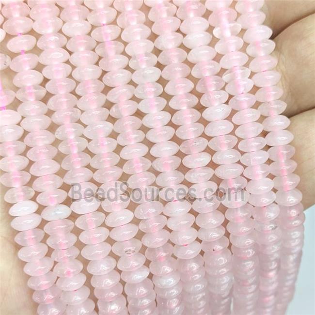 Natural Pink Rose Quartz Beads Smooth Rondelle