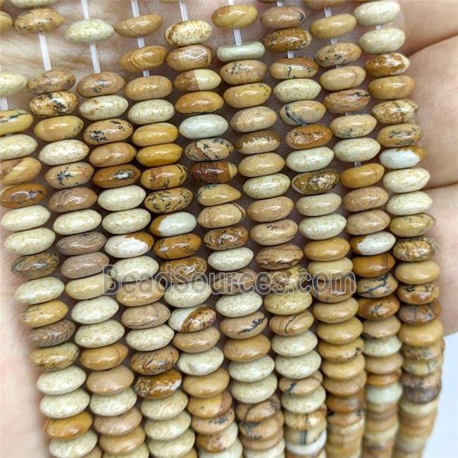 Natural Picture Jasper Beads Smooth Rondelle