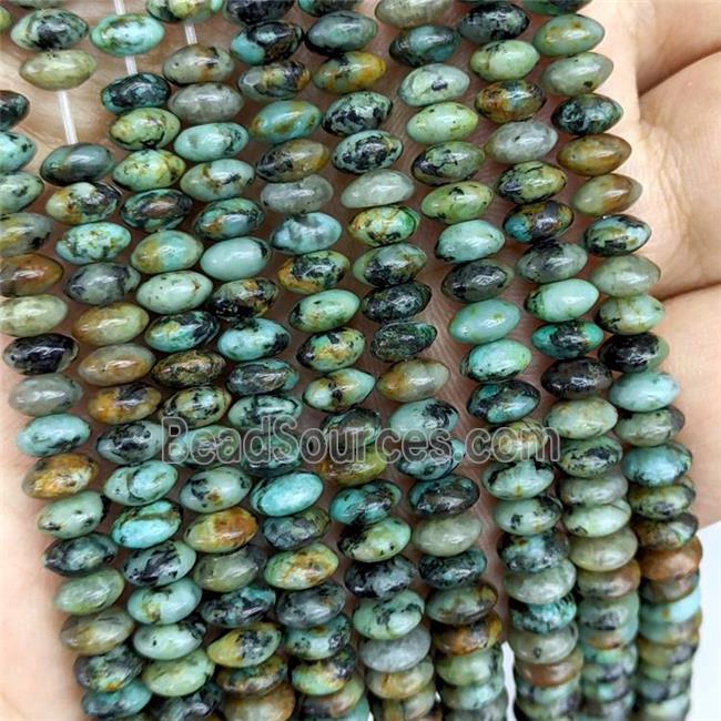 Natural Green African Turquoise Beads Smooth Rondelle