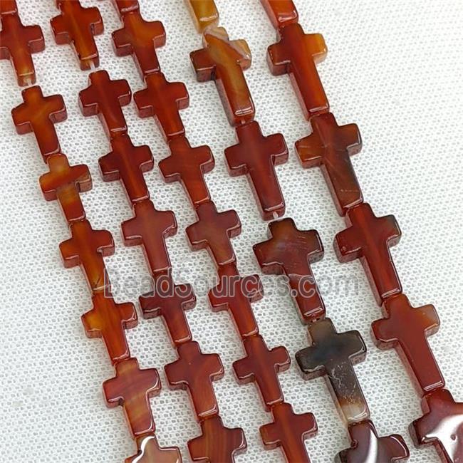 Natural Red Agate Cross Beads Dye