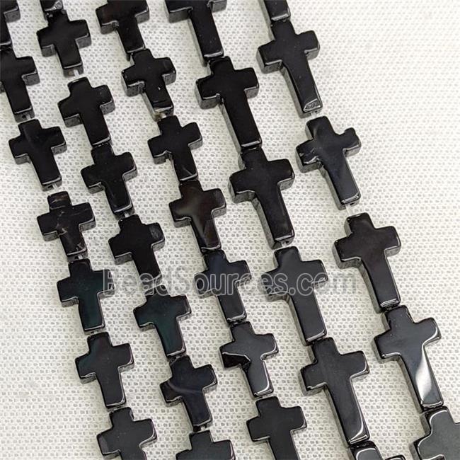 Natural Black Onyx Agate Cross Beads