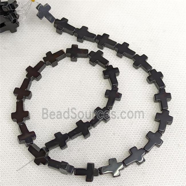 Natural Black Onyx Agate Cross Beads