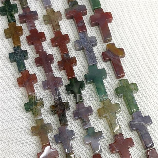 Natural Indian Agate Cross Beads