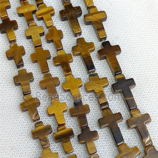 Natural Tiger Eye Stone Cross Beads