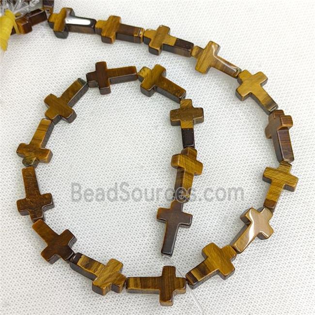 Natural Tiger Eye Stone Cross Beads