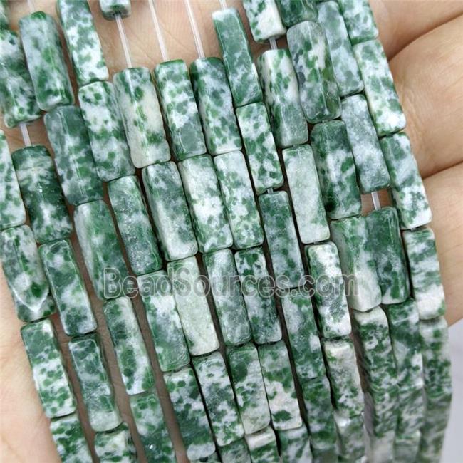 Natural Green Dalmatian Jasper Beads Cuboid