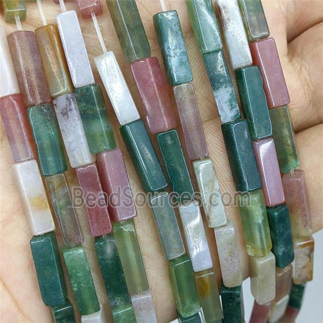 Natural Indian Agate Cuboid Beads Multicolor