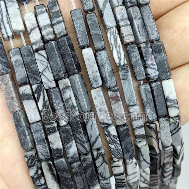 Black Silk Jasper Cuboid Beads