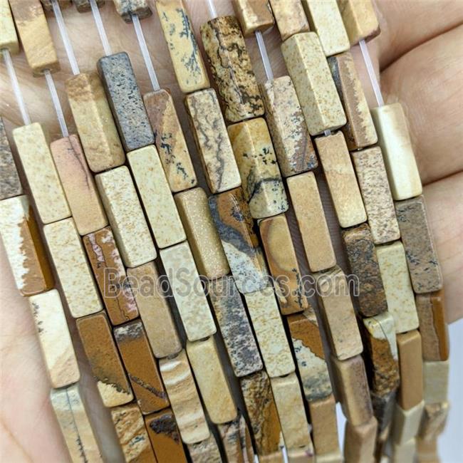 Natural Picture Jasper Cuboid Beads