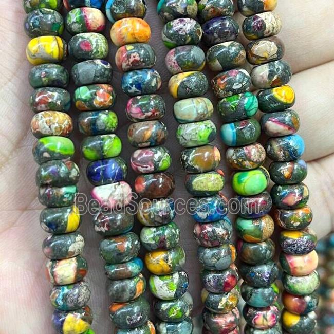 Synthetic Imperial Jasper Beads Smooth Rondelle Multicolor