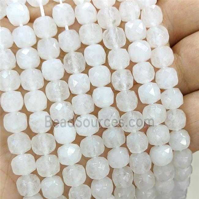 Natural Jade Cube Beads White Dye