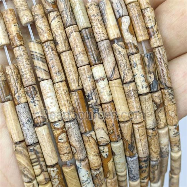 Natural Picture Jasper Tube Beads