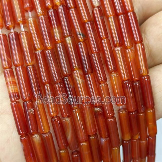 Natural Agate Tube Beads Red Dye