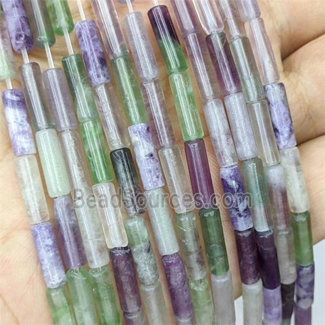 Natural Fluorite Tube Beads Multicolor