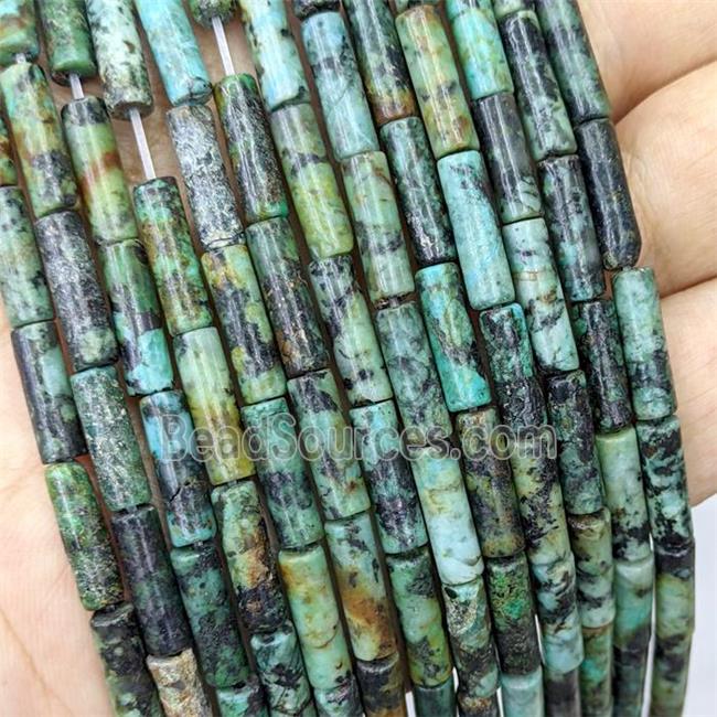 Natural African Turquoise Tube Beads Green