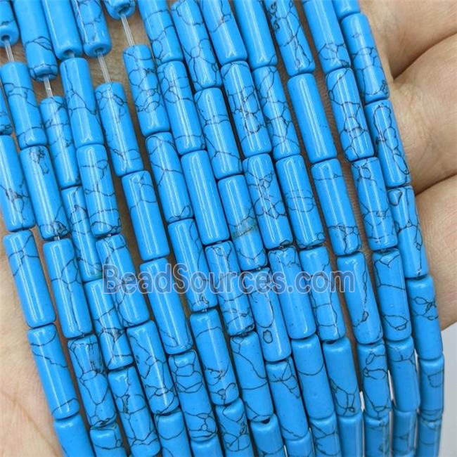 Blue Synthetic Turquoise Tube Beads