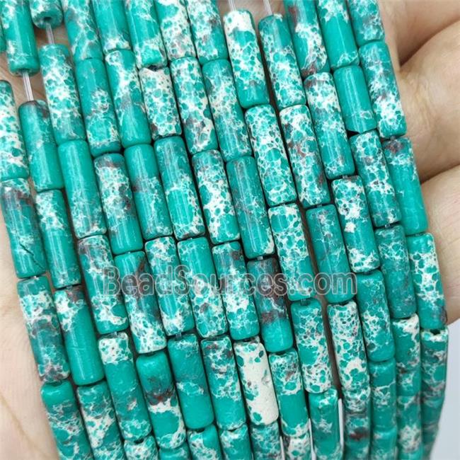 Green Synthetic Imperial Jasper Tube Beads