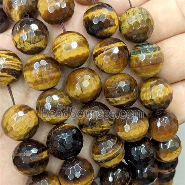 Natural Tiger Eye Stone Beads Faceted Round