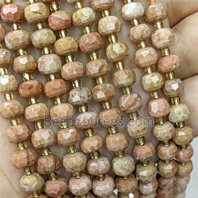 Natural Peach Jasper Beads Faceted Rondelle