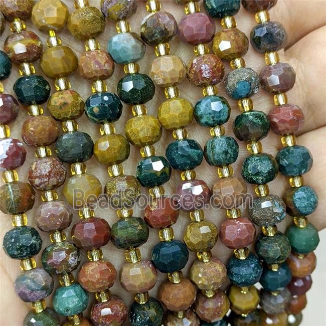 Natural Ocean Agate Beads Faceted Rondelle Multicolor