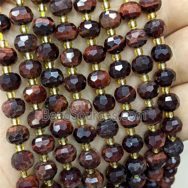 Natural Tiger Eye Stone Beads Faceted Rondelle Red Dye