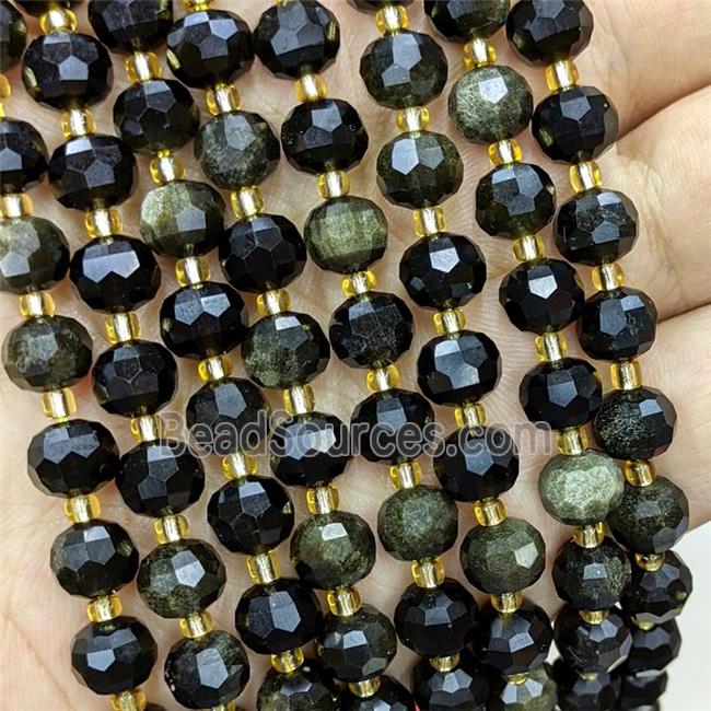 Natural Golden Obsidian Beads Faceted Rondelle