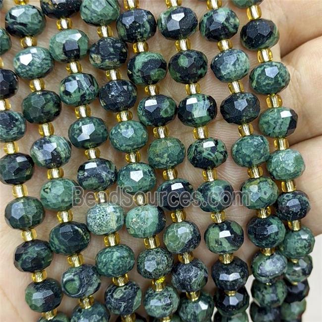 Natural Green Kambaba Jasper Beads Faceted Rondelle