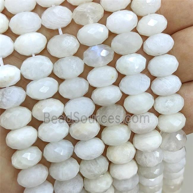 Natural White Moonstone Beads Faceted Rondelle