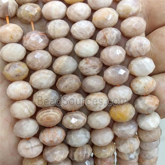 Natural Peach Sunstone Beads Faceted Rondelle