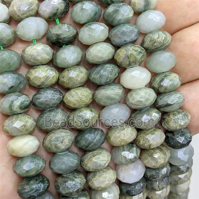 Natural Green Rutilated Quartz Beads Faceted Rondelle