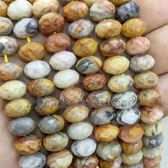 Natural Crazy Lace Agate Beads Faceted Rondelle