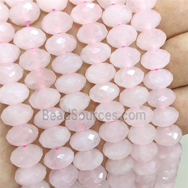 Natural Pink Rose Quartz Beads Faceted Rondelle