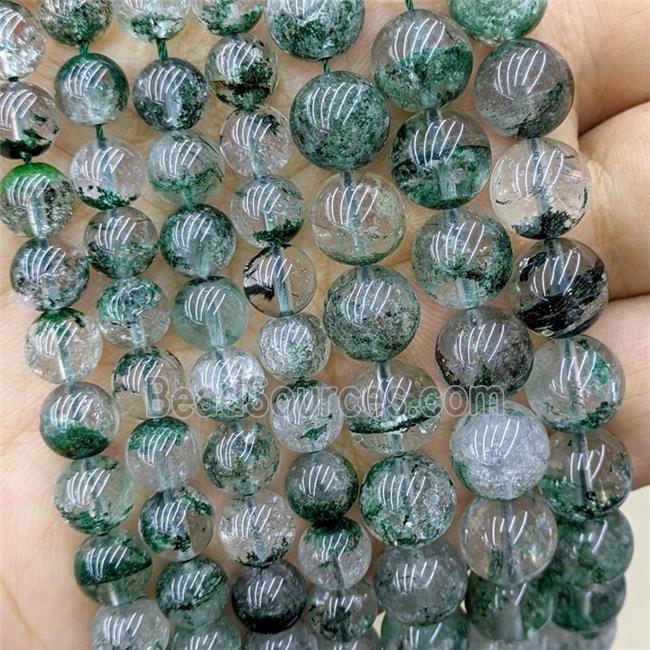 Natural Chlorite Quartz Beads Smooth Round Green Dye