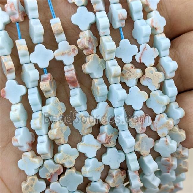 Natural Imperial Jasper Clover Beads Blue