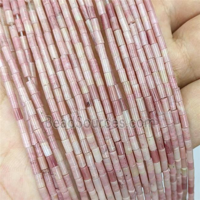 Natural Pink Wood Lace Jasper Tube Beads